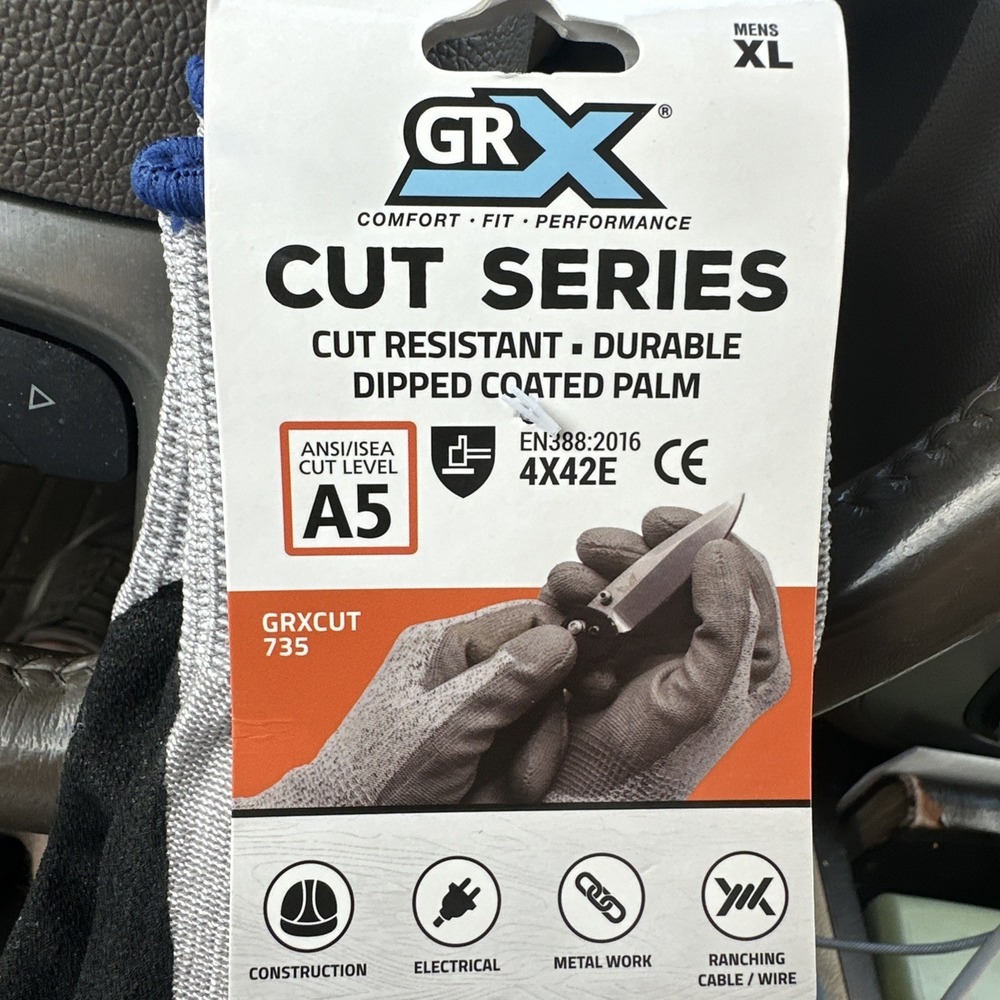 ** BRAND NEW** 10 pair GRX Dipped Coated Palm A5 Cut Resistant Gloves-GRXCUT35XL